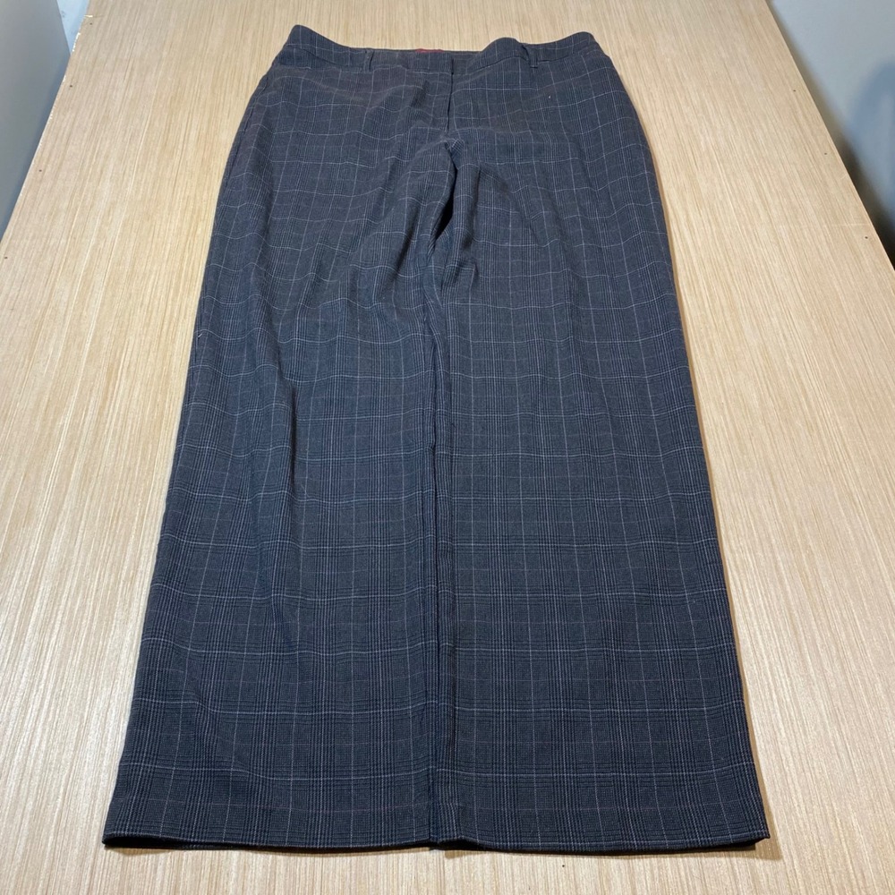 212 Collection Womens Grey Plaid Wide Leg Trousers Natural Fit Size 12 Average
